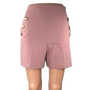 Zara Women's Pink High Waist Wide Leg Button Pockets Zipper Mini Shorts Size XS
